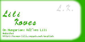 lili koves business card